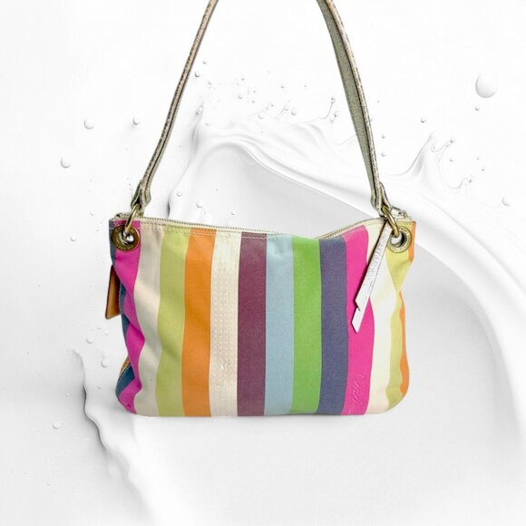 COACH Poppy Legacy multicolor sequin striped Hippie bag & wallet - Picture 7 of 15